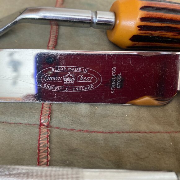 Vintage Sheffield Crown Crest England 3 Piece Carving Set. - Picture 2 of 4